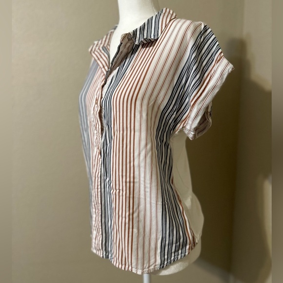a new day Tops - A New Day Striped Button Down Red White and Blue Size Small